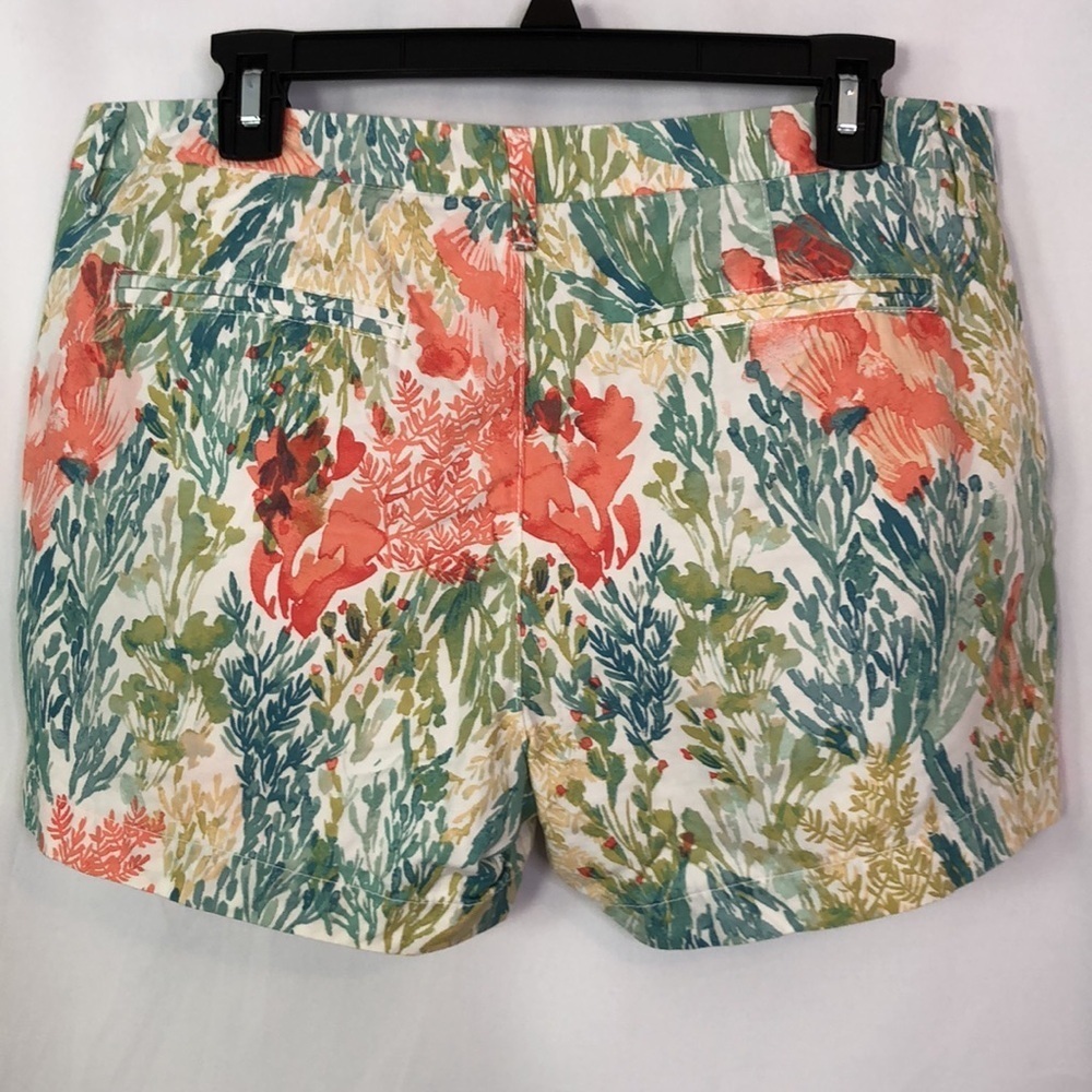 Old Navy Shorts Ocean Coral Reef Print Watercolor Floral Chino Shorts Size 8 - Picture 6 of 10